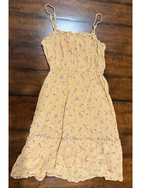 Pink Rose Junior's Yellow Rose Floral Dress - Size Medium
